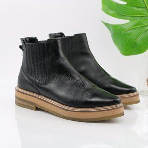 Roolee Prince Boot Platform Ankle Chelsea Pointed Crepe Black Leather Size 8